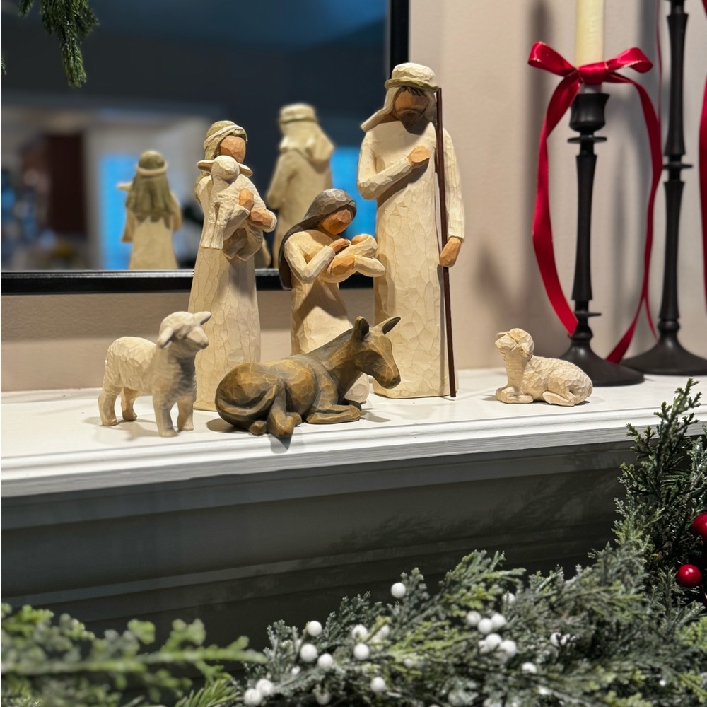 WILLOW TREE Nativity Scene Set - Cream and Brown 6 pieces